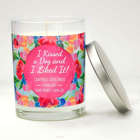 Funny Candles - I Kissed a Dog and I Liked It - Dog Mom Gifts, Grapefruit, Rose, Musk | Luxury Soy , 13.5 Oz. Jar, 10 oz Candle, Dog Lover Gifts F...