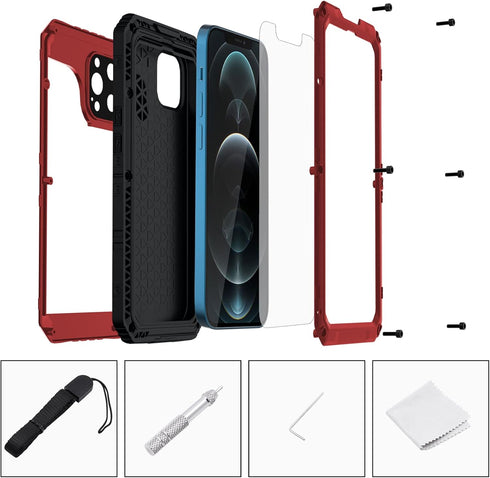 Mitywah Waterproof Case for iPhone 12 Pro, Heavy Duty Shockproof Case with Built-in Screen Protector, Full Body Underwater Protective Metal Case 6...