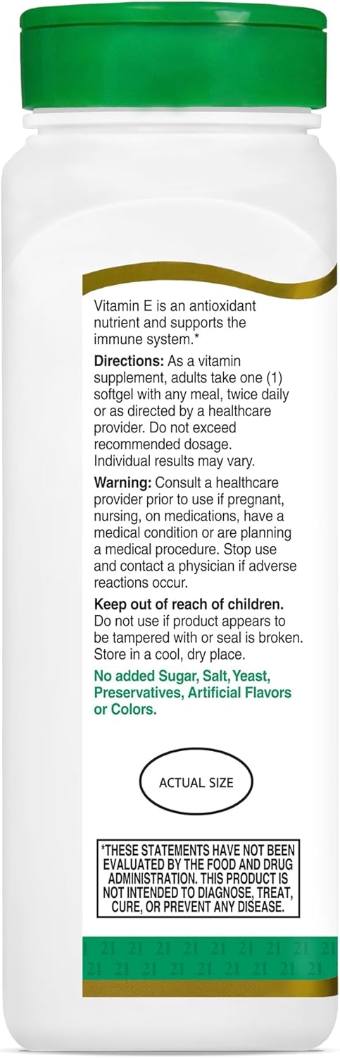 21st Century E 400 I.U. (Dl-Alpha) Softgels, 250-Count...