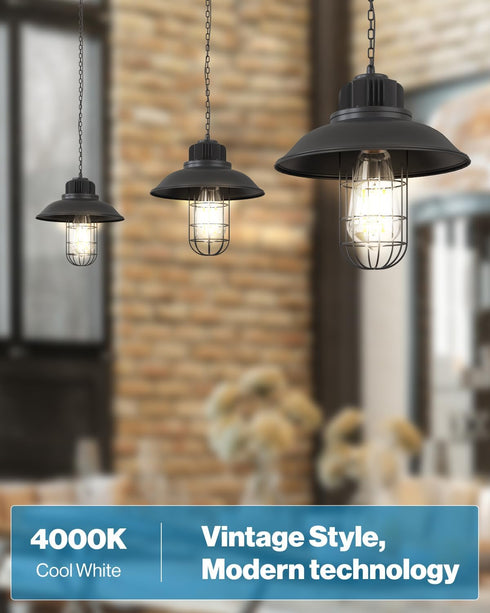 Sunco 4 Pack Vintage LED Edison Bulbs, 75W Equivalent 8.5W, 1000 LM, Dimmable ST58 Filament, 4000K Cool White, E26 Medium Base, Clear Glass Light ...