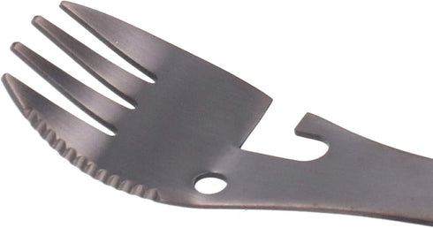 Camping Eating Utensils, 5 in 1 Utility Tactical Spork Portable Stainless Steel Fork Spoon BBQ Cutlery with Sawtooth Multifunctional Bottle Opener...