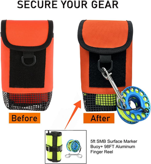 Scuba Gear Mesh Bag Surface Marker Buoy Scuba Case Diving Pouch Snorkeling Bag Finger Reel SMB Mesh Storage Pocket for Snorkeling Diving Equipment...