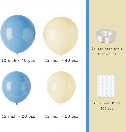 Pastel Balloon Garland Arch Kit with 100 pcs Blue and Yellow Balloons, DIY Balloon Bouquet Kit for Baby Shower, Wedding Bachelorette Birthday Part...