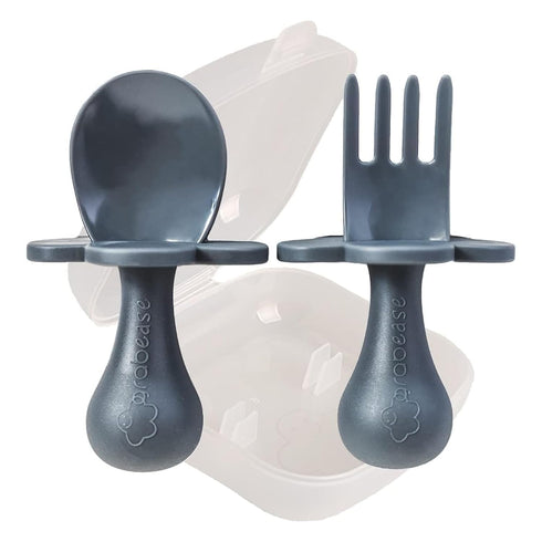 Grabease Toddler Spoon & Fork - First Stage Baby Spoons for Self Feeding from 4+ Months - BPA-Free & Phthalate-Free Baby Utensils & Silverware - 1...