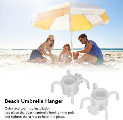 2pcs Sun Umbrella Hook, Beach Umbrella Hanging Hook 4 Prongs Plastic Umbrella Hook Hanging Plastic Beach Umbrella Hanging Hook Umbrella Hanger (Wh...