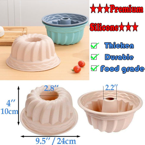 Silicone Buntz Cake Pan,9.5 Inch Nonstick Fluted Pans for baking,Silicone Round Baking Molds for Cakes (Grey)...