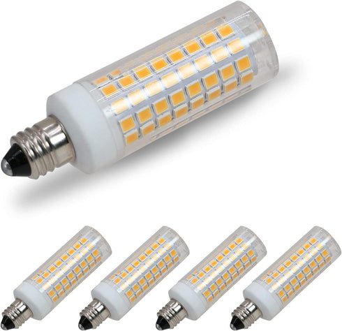 E11 LED Bulb,Dimmable, 8W (75W or 100W Halogen Bulbs Equivalent), JD E11 Mini Candelabra Base, AC110V120V 130V, 3000K Warm White for Chandeliers C...