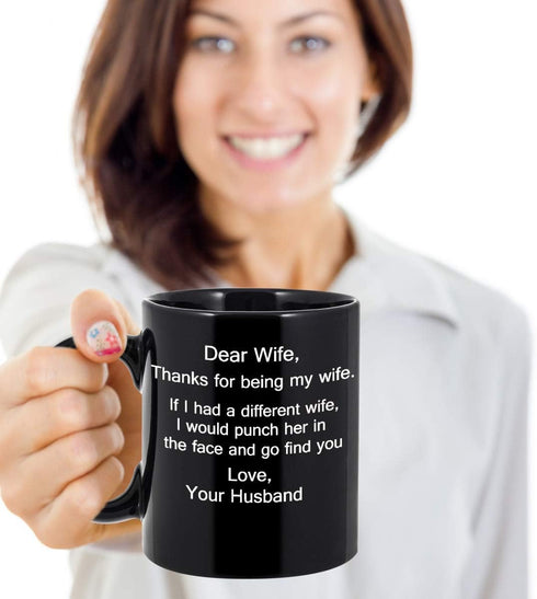 Dear Wife Deadpool Coffee Mug - Thanks for Being My Wife- Funny Gifts for Wife Gifts from Husband - 11 oz Black Ceramic Mug...