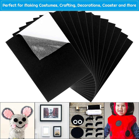 Adhesive Felt Sheet, Shynek 12 Pieces Black Felt Fabric Adhesive Sticky Back Felt Sheets for Art and Craft Making...