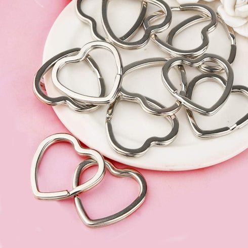 50 PCS Heart Shape Keyring Metal Silver Split Key Rings Heart Keychain Craft for DIY Home Car Keys Valentine's Day Mother's Day...
