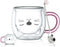 Purple Cat Mug Cute Mugs Glass Double Wall Insulated Glass Espresso Cup, Kawaii Cup, Coffee Cup, Tea Cup, Milk Cup, Best gift for Office and Perso...