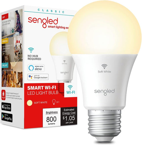Sengled Smart Bulb, WiFi Light Bulbs, Dimmable Alexa Light Bulb, Smart Light Bulbs that Work with Alexa & Google Home, A19 Soft White (2700K) No H...