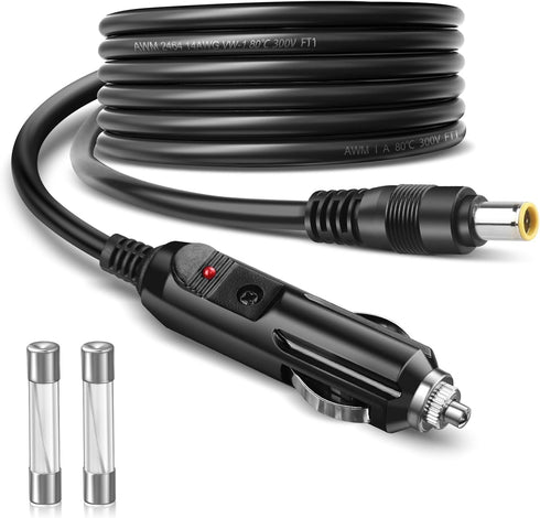 14AWG Car Cigarette Lighter to DC DC7909 Male Connector Adapter Cable 12V/24V DC 8mm Car Charger Power Supply Cord with 15A Fuse Use for Car Truck...
