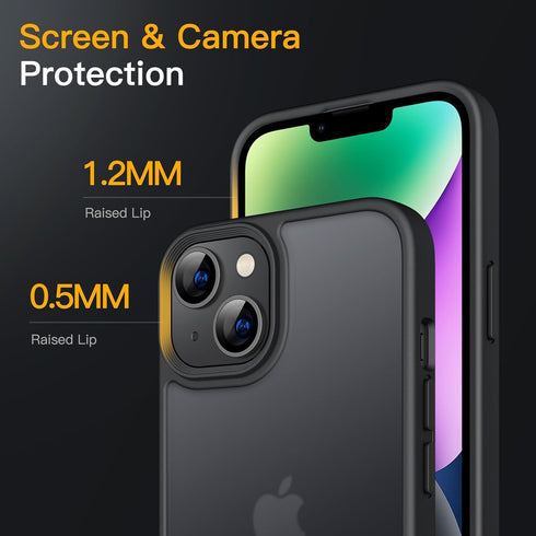JETech Matte Case for iPhone 14 6.1-Inch, Shockproof Military Grade Drop Protection, Frosted Translucent Back Phone Cover, Anti-Fingerprint (Black...