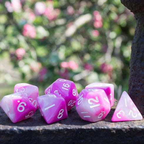 Pink and White DND Dice - 'Cherry Blossom'...