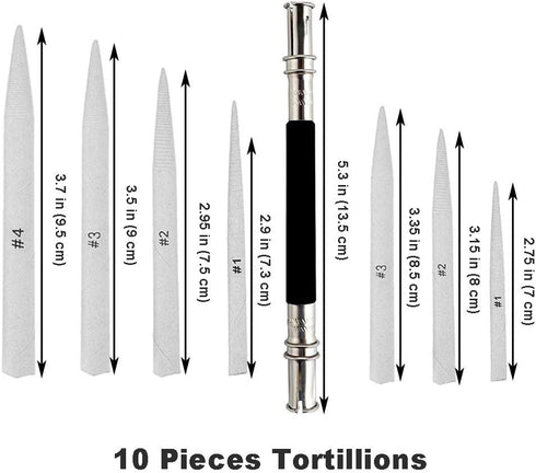 EuTengHao 22 Pieces Blending Stumps and Tortillions Set With 2 Sandpaper Pencil Sharpener, 1 Pencil Extension Tool and 1 Eraser for Student Sketch...