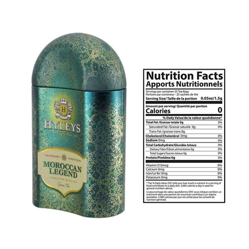 Hyleys Loose Leaf Green Tea with Mint Rose and Blue Corn Flowers in Tin 3.52 Ounce (100g) - Traveller's Collection - Moroccan Legend...