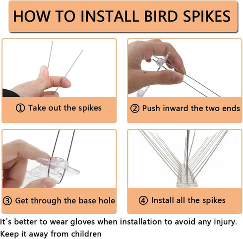 Bird Spikes for Small Birds, Bird Deterrent Spikes Stainless Steel Pigeon Spikes for Fence Roof Mailbox Window (5Ft 6 Strips(Uninstalled Spikes))...