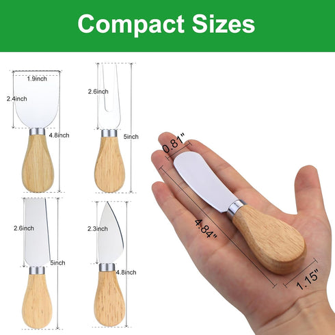 10 Pcs Cheese Knives, Wooden Handle Cheese Knife Set for Charcuterie Board, Mini Steel Stainless Cheese Cutter, Spreader, Fork for Party Wedding C...