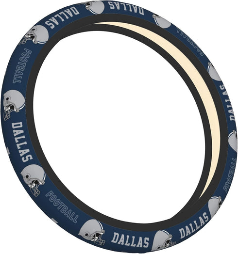 Dallas Car Steering Wheel Cover, Football Elasticity Anti Slip Sweat Absorption Universal Car Accessories 15 inch for Most Vehicle Sedan, Truck, S...