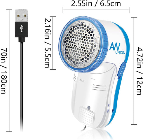 Fabric Shaver Lint Remover, AW union USB Powered Lint Shaver Efficiently Remove Lints from Fabrics, Clothes, Upholstery - 70" Cord - 2 Replacement...