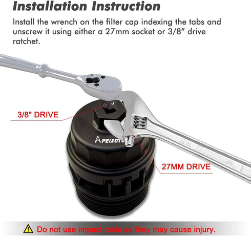 Oil Filter Wrench Cap Removal Tool Fits 64mm Cartridge Housing for Camry Rav4 HighLander Sienna Tundra with 2.5L-5.7L Engine...