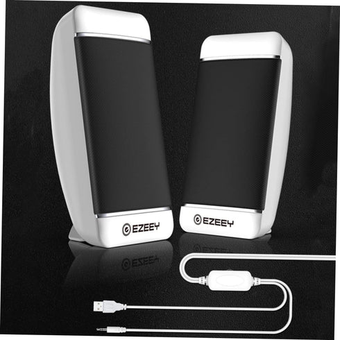 Mobestech Computer Speakers 2pcs Portable Notebookwhite Wired Sound Powered Speakers for Desktop Mini Speaker Multimedia Loudspeaker USB Stereo Co...