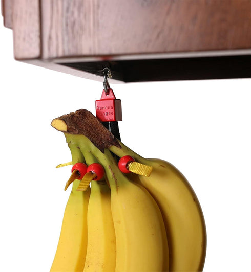 Banana Bungee Red Banana Hook Holder, Made in USA; Multiple Bunches or Single Banana Hanger...