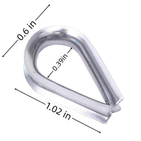 15 PCS M3 Stainless Steel Thimble for 1/8 Inches Diameter Wire Rope - Heavy-Duty Rigging Hardware Kit for Construction, Home Improvement, and Outd...