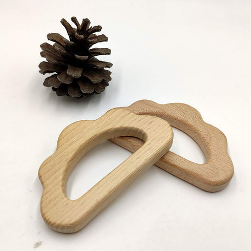 5pcs Natural Wood Cloud Shape Teether Toys DIY Teething Necklace Cute Animal Pendant Nursing Soothing Accessories (Cloud 5pcs)...