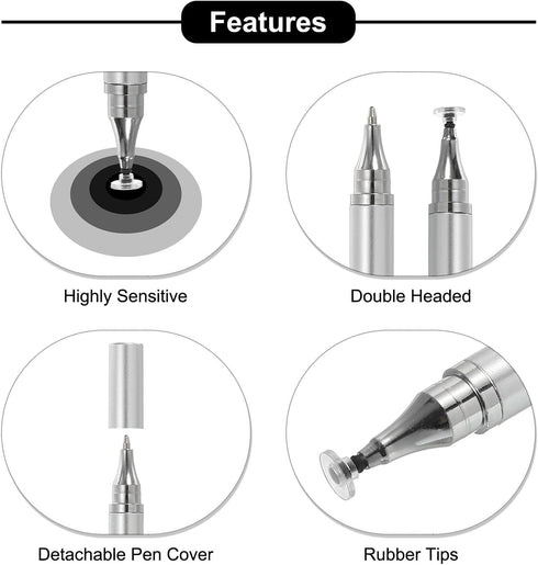 MECCANIXITY 4pcs Ballpoint Pen with Stylus Tip 2 in 1 Ink Pen Fine Point Disc Stylus Pens for Touch Screens Universal Capacitive Stylus Tablet Pen...