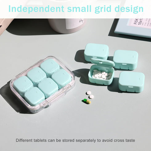 Pill Organizer SOFISO 4/6 Grid Free Assembly Travel Medicine Organizer 10 Day Pill Organizer Portable Pill Box Waterproof Pill Case Daily Medicati...