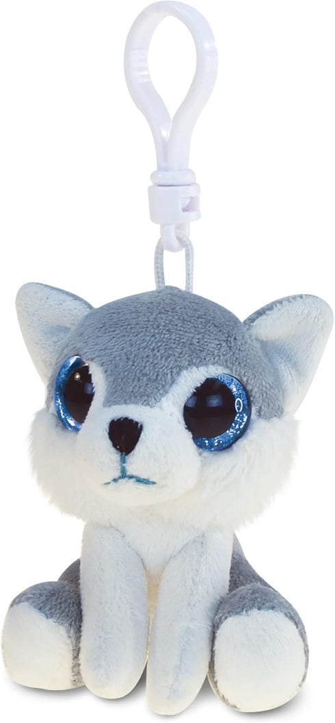 Puzzled DolliBu Wolf Plush Big Eyes Keychain Stuffed Animal - Soft Wild Mountain Animal Charm with Sparkling Big Eyes, Decorative Zoo Plush Toy Ac...