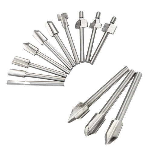 10Pcs Titanium Router Bits 1/8" Shank Carbide Engraving Milling Cutter Bit Set for Rotary Tools for DIY Woodworking, Carving, Trimming, Drilling...
