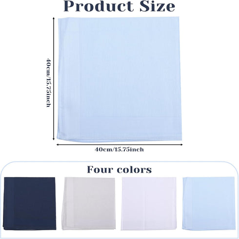 Giantree 4 Pcs Cotton Handkerchiefs for men, Classic Pocket Squares Set Soft Mens Handkerchiefs 15.8" x 15.8" 4 Colors...