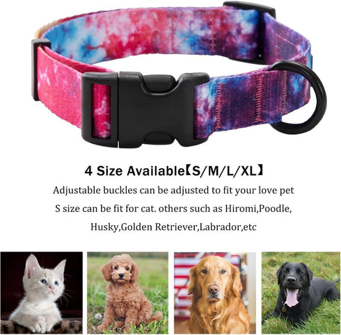 Tie Dye Dog Collar Pet Funny Dog Leash Set for Small Medium Large Dogs Tie Dye Collars (XS(7.4'' - 9.8''))...