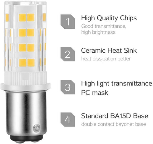 2-Pack Sewing Machine Light Bulb Double Contact Warm White 2700-3000K 15T7DC Base Replacement for Singer/Kenmore Sewing Machine 120V 3.5W LED Bayo...