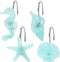Beach Shower Curtain Hooks, Glow in The Dark, Creative Blue Starfish, Seashell, Conch and Seahorse, Coastal Theme Ocean Seaside Pretty Bathroom Dé...