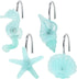 Beach Shower Curtain Hooks, Glow in The Dark, Creative Blue Starfish, Seashell, Conch and Seahorse, Coastal Theme Ocean Seaside Pretty Bathroom Dé...