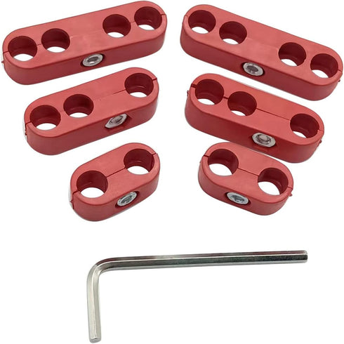 6 PCS/SET 7mm 8mm Spark Plug Wire Separators Dividers Looms Red Colour Fits for Mopar Ford Chevy Mustang...