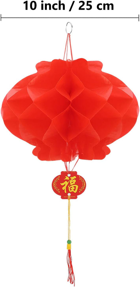 10 Pcs Chinese New Year Lanterns Red Lanterns Set of 10 for Chinese Spring Festival Wedding Festival Restauran Party Decoration (25 Cm/10", 10 Pcs...