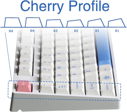 PBT Keycaps Cherry Profile White Keycaps for Mechanical Keyboards Gateron Cherry Mx Swithes 60/65/75 Percent Gaming Keyboard 153 Key Dye Sub MX St...