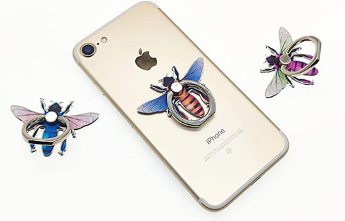 Bee Shape Style Alloy Color Paint Panel 360°Rotation Cell Phone Ring Holder Stand,Compatible for iPhone Samsung LG and Other Smartphones (Purple)...