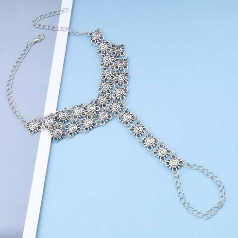 Boho Flower Barefoot Sandal Chain Anklets Silver Ankle Bracelet Toe Ring Anklet Vintage Tribal Anklet Bracelet Summer Foot Chain Jewelry for Women...