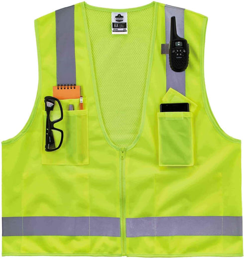Ergodyne Unisex - Class 2 Economy Surveyors Vest Zipper, Lime, Large-X-Large US...
