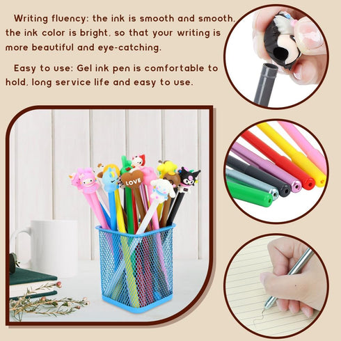 24 Pieces Cute Pens Kawaii Styles Cartoon Gel Ink Pens Cute Gel Black Ink Writing Pens for Office Presentations Fun Kawaii Pens for Kids Classroom...