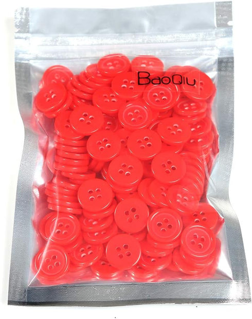 BaoQiu 15mm Red Plastic Buttons 5/8 Inch 150 Pieces Sewing Resin Buttons Four Holes DIY Craft Buttons...