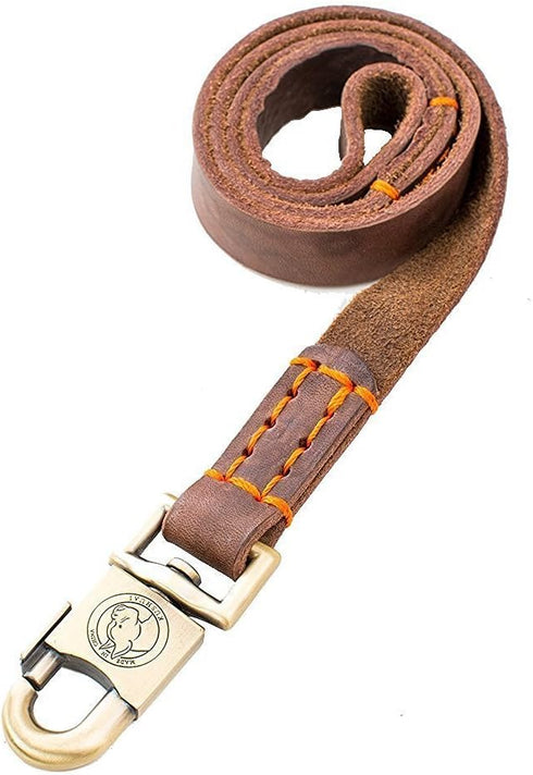 Super Strong Leather Pet Trainning Leads for Medium Dogs or Large Dogs 1 Inch Wide and 3ft, 4ft and 5ft Long Handmade Brown Leather Dog Leash (4 F...