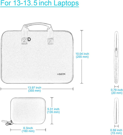 Hseok 13-14 Inch Laptop Case with Handle and Small Case,Water Resistant Durable Laptop Bag for MacBook,HP,ASUS,Dell,Lenovo,D02G01...