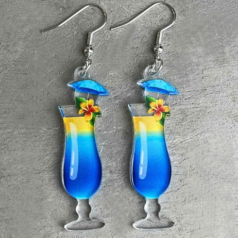 Bohemia Acrylic Beach Holiday Bottle Earrings Sets for Women Valentine's Day Tequila Wine Glass Miniature Bartender Cocktail Drink Bottle Drop Dan...